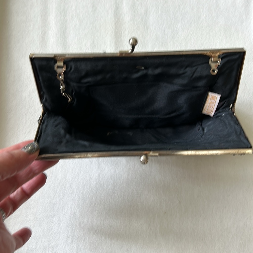 Black beaded clutch evening bag. - Picture 3 of 4